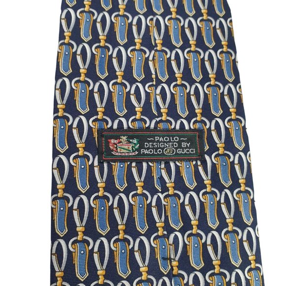 Paulo Gucci Mens Necktie Designer Luxury Horse Accessory Italian Work Office - Picture 5 of 5